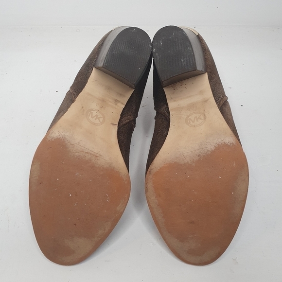 Michael Michael Kors Washed Brown Leather Pull on Ankle Heeled Boot Size 9.5M - Picture 7 of 9